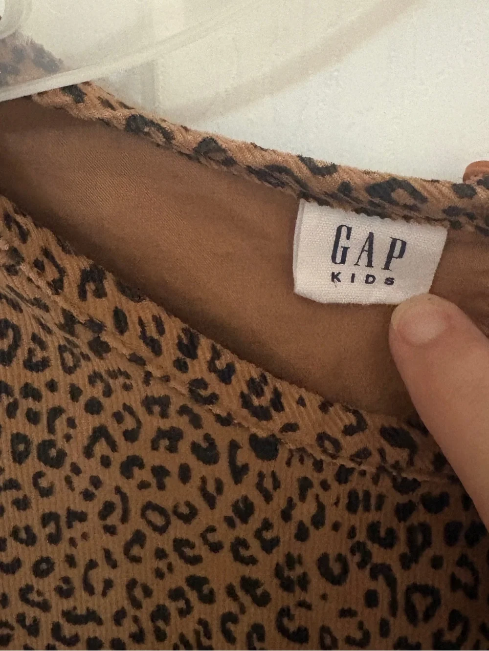 GAP Leopard Print Corduroy Long Sleeve Dress
